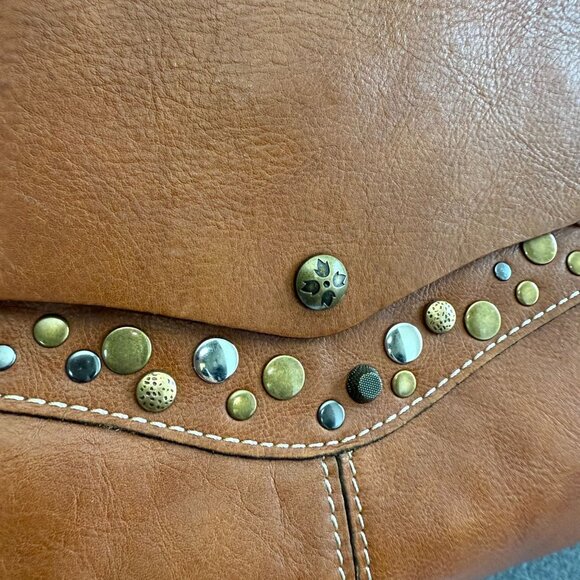 Patricia Nash Leather Western Coastal Cowgirl Ergo Studded Bag Brown Boho - Picture 3 of 14